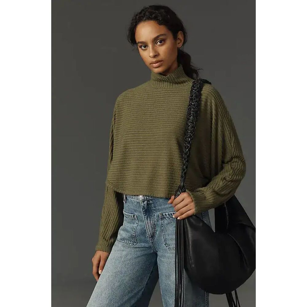 Pilcro Cozy Ribbed Turtleneck Batwing Pullover from Anthropologie